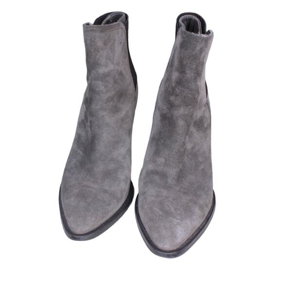 VINCE High Heel Boots Gray Suede Leather Pointed Toe Block Heel Size 8 - Picture 3 of 5